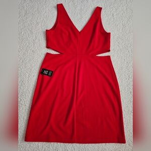 NWT Express Elegant Red Sleeveless Dress Christmas Party  Women Large Cut-out